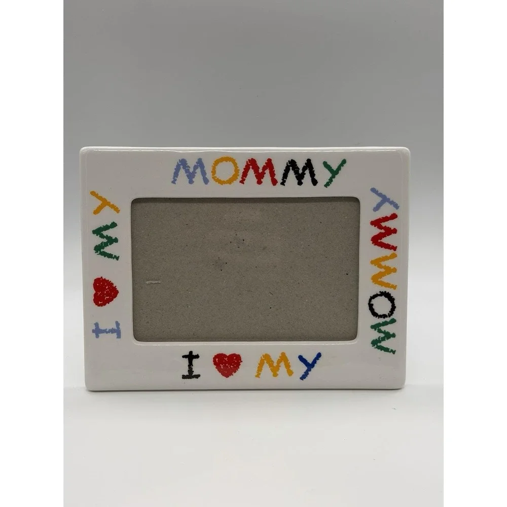 Vintage 90's I Love My Mommy Ceramic Picture Frame 5x7 Retro Decor Crayon Style